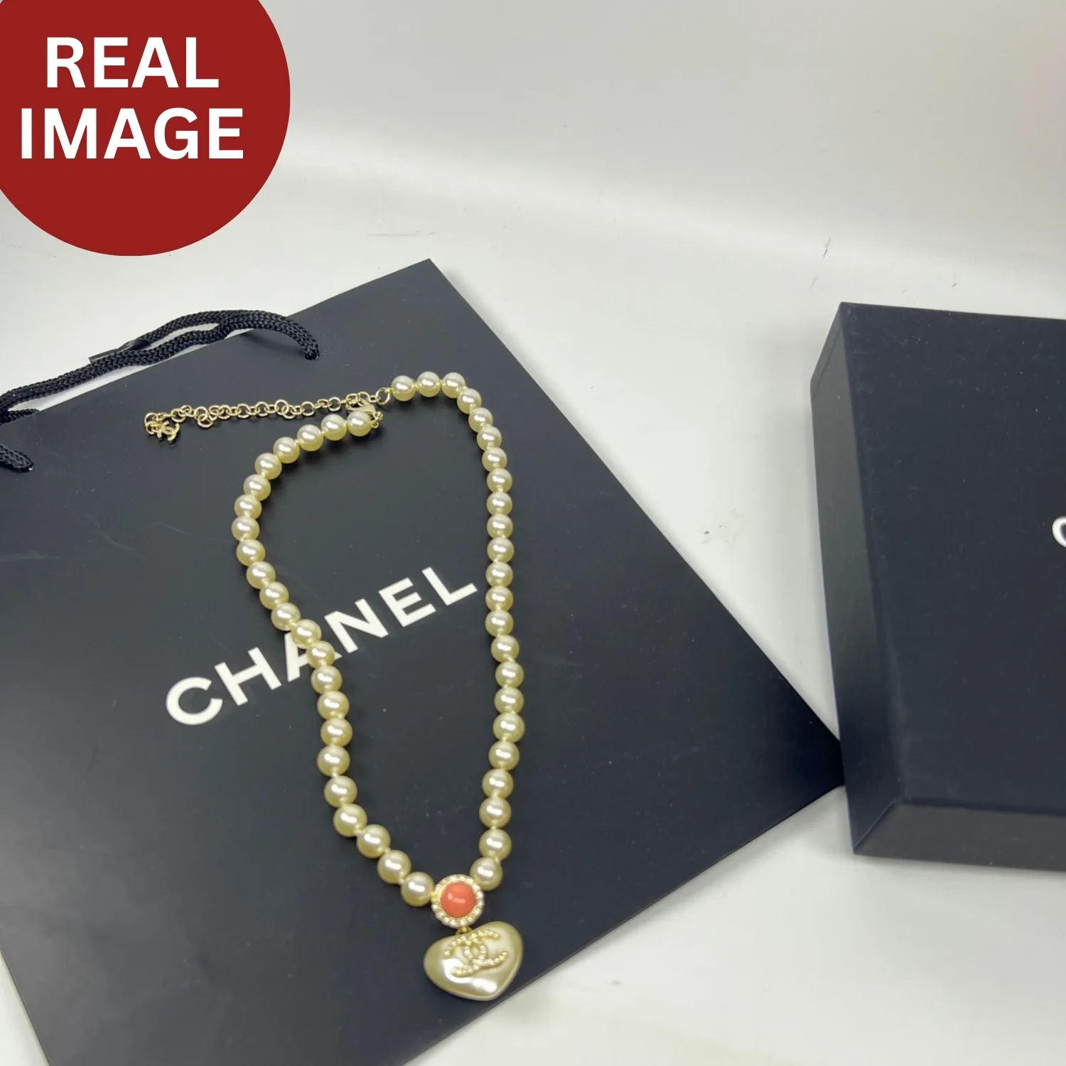 Alternative view of Chanel Love Pearl Necklace White