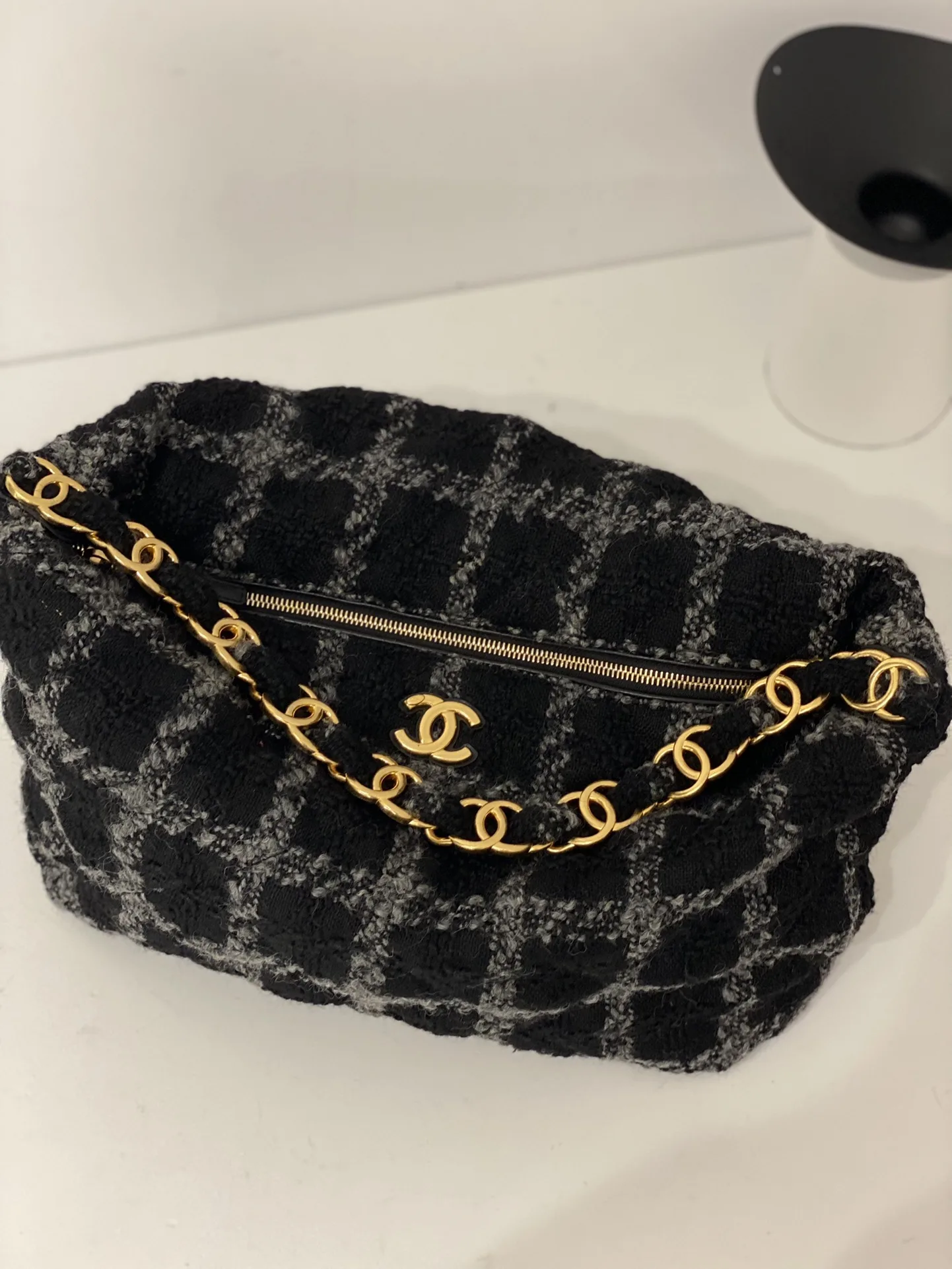 Chanel Maxi Hobo Bag / Black Gold Hardware - Image 9