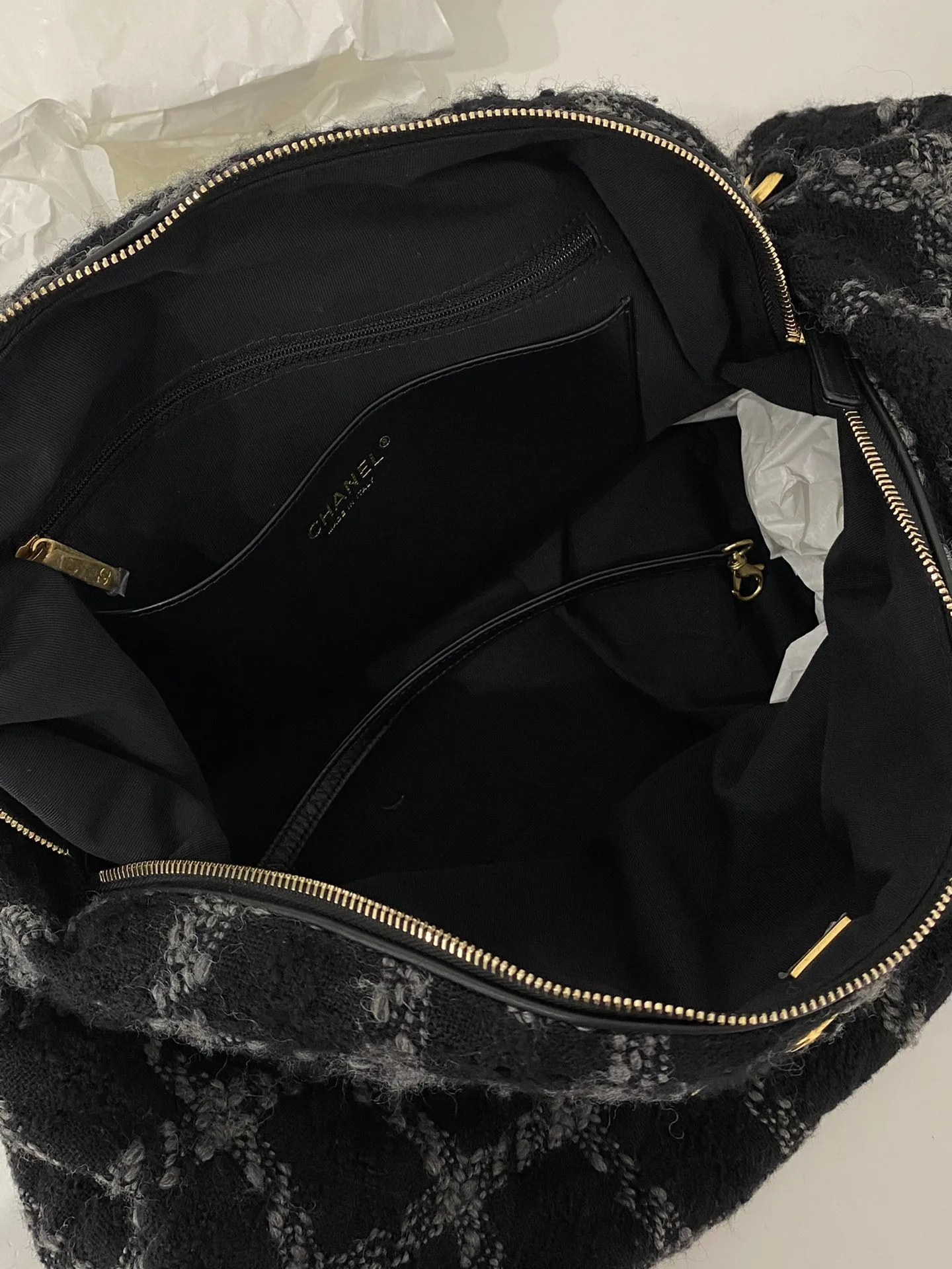 Chanel Maxi Hobo Bag / Black Gold Hardware - Image 8