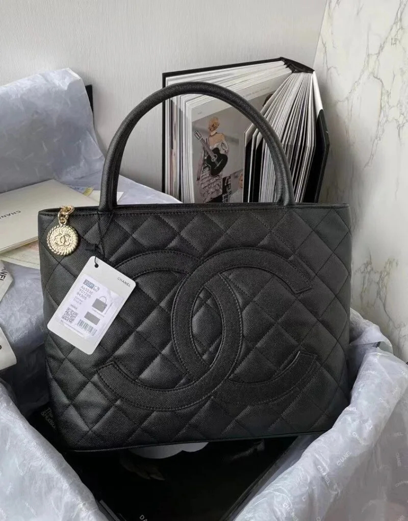Alternative view of Chanel Medallion Tote Shoulder Black Bag /