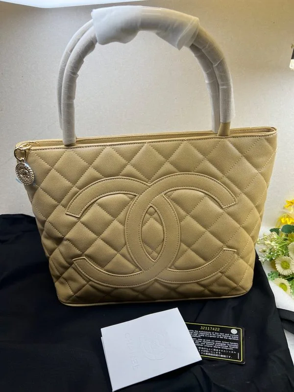 Alternative view of Chanel Medallion Tote Gold Hardware Caviar Yellow /