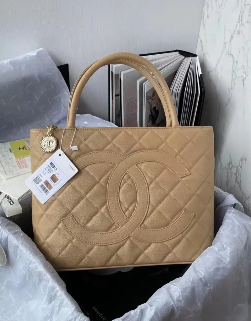 Alternative view of Chanel Medallion Tote Shoulder Beige Bag /
