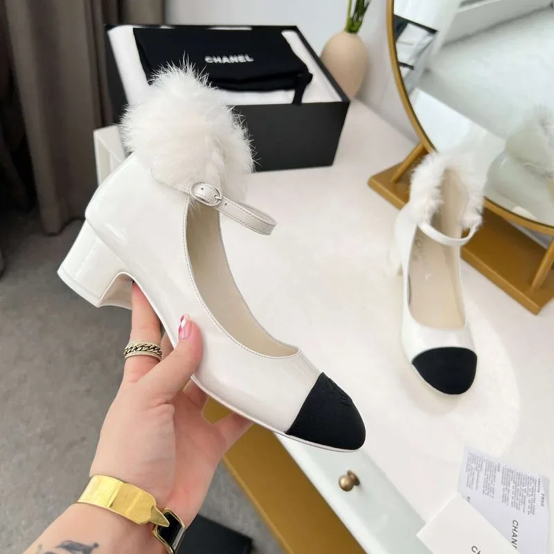 Chanel Milan Rabbit Fur High Heels White - Image 10