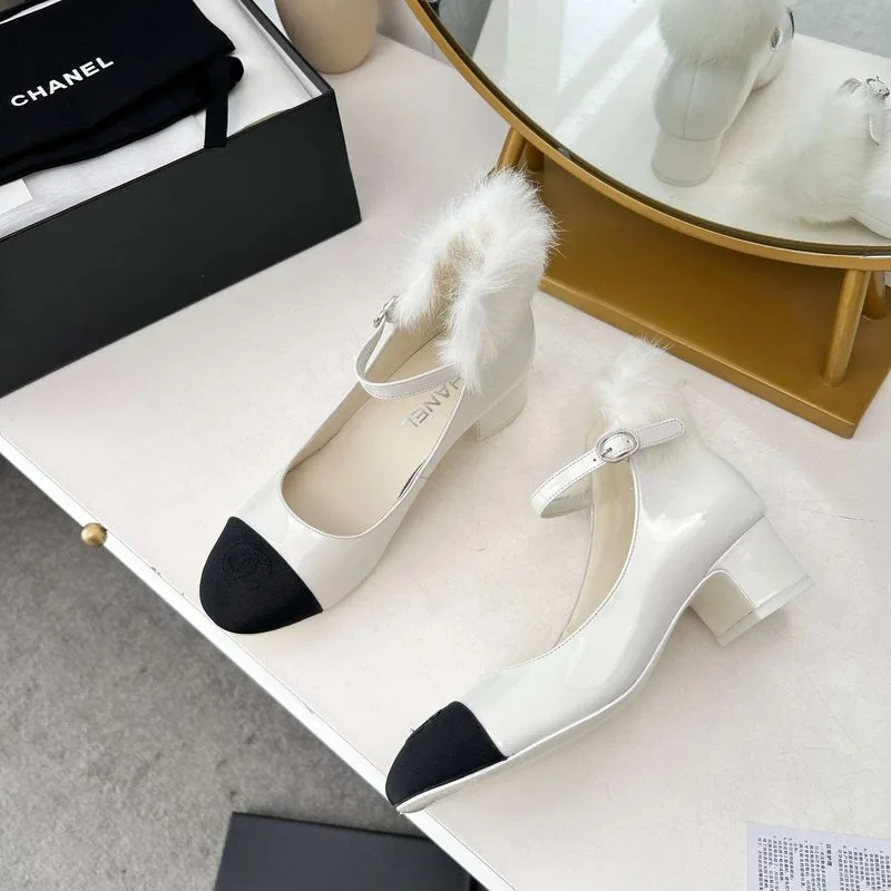 Chanel Milan Rabbit Fur High Heels White - Image 7