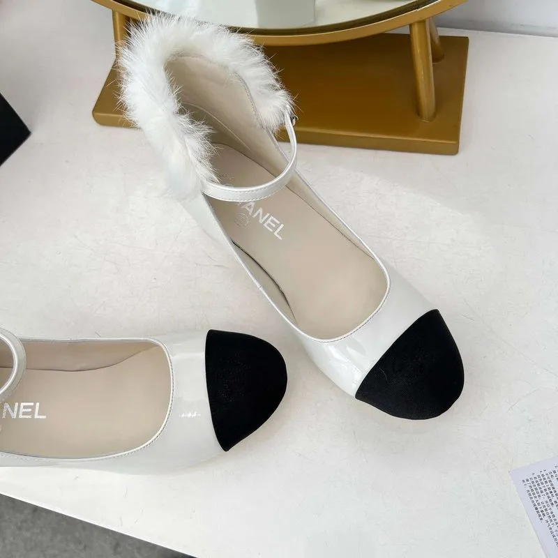 Chanel Milan Rabbit Fur High Heels White - Image 6