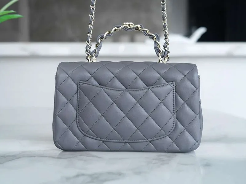 Chanel Rectangular Flap Bag Mini Crossbody / Grey - Image 10