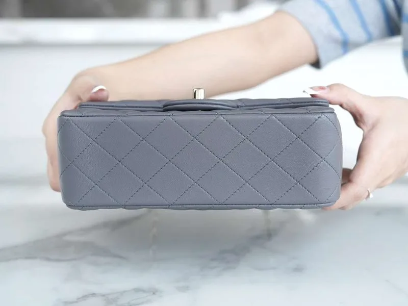 Chanel Rectangular Flap Bag Mini Crossbody / Grey - Image 8