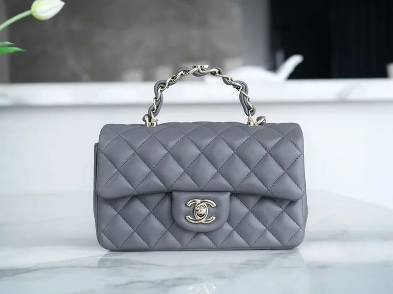 Chanel Rectangular Flap Bag Mini Crossbody / Grey - Image 7