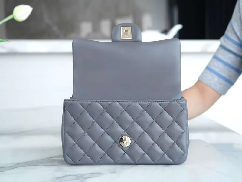 Chanel Rectangular Flap Bag Mini Crossbody / Grey - Image 4