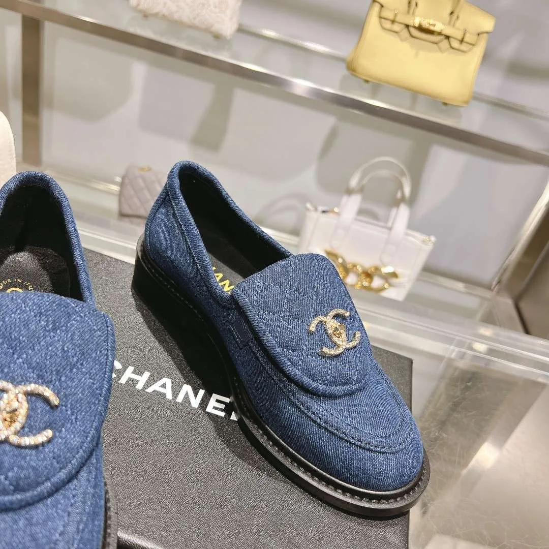 Chanel Moccasins Navy Blue - Image 3