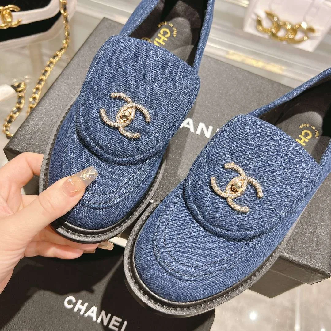 Chanel Moccasins Navy Blue - Image 4