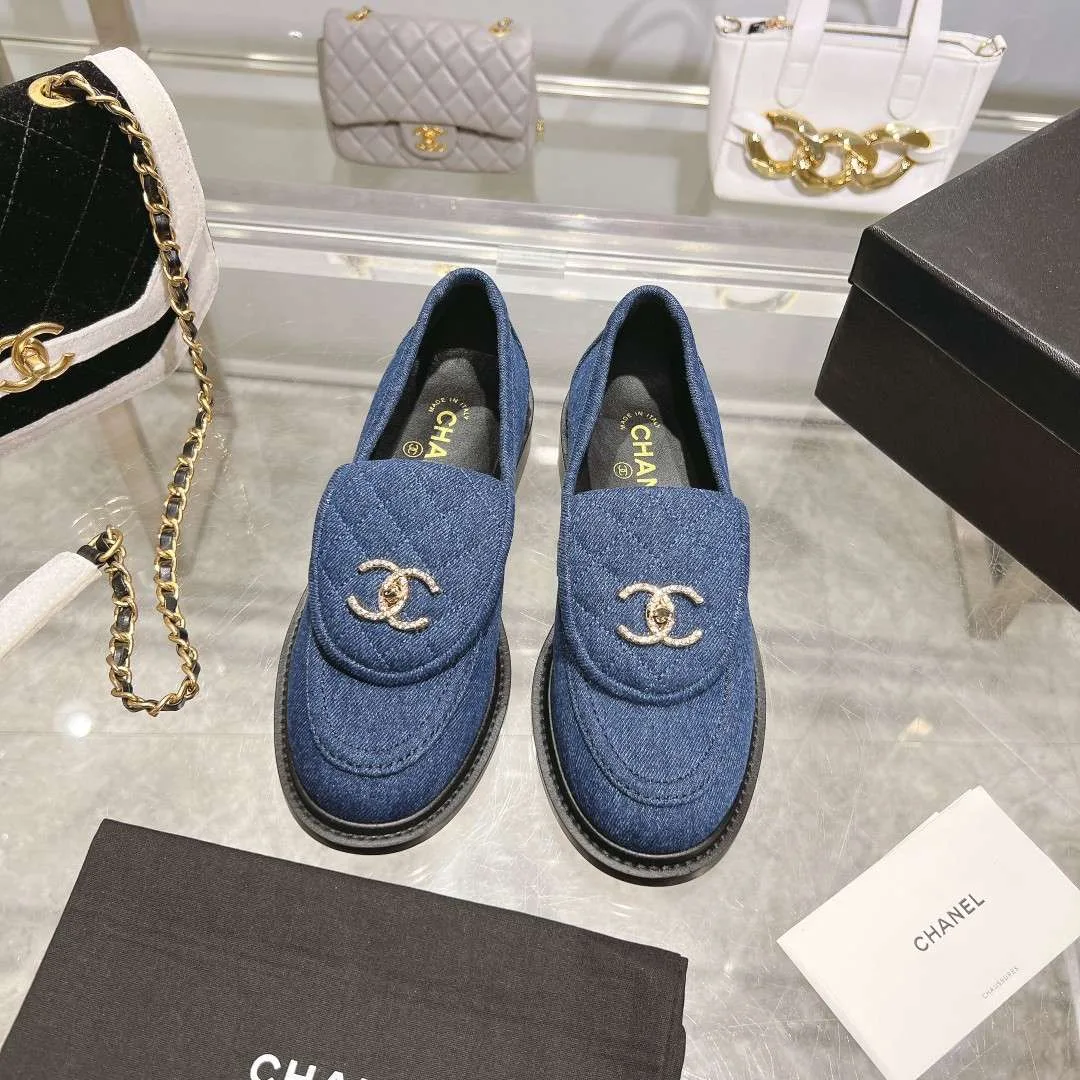 Chanel Moccasins Navy Blue - Image 6