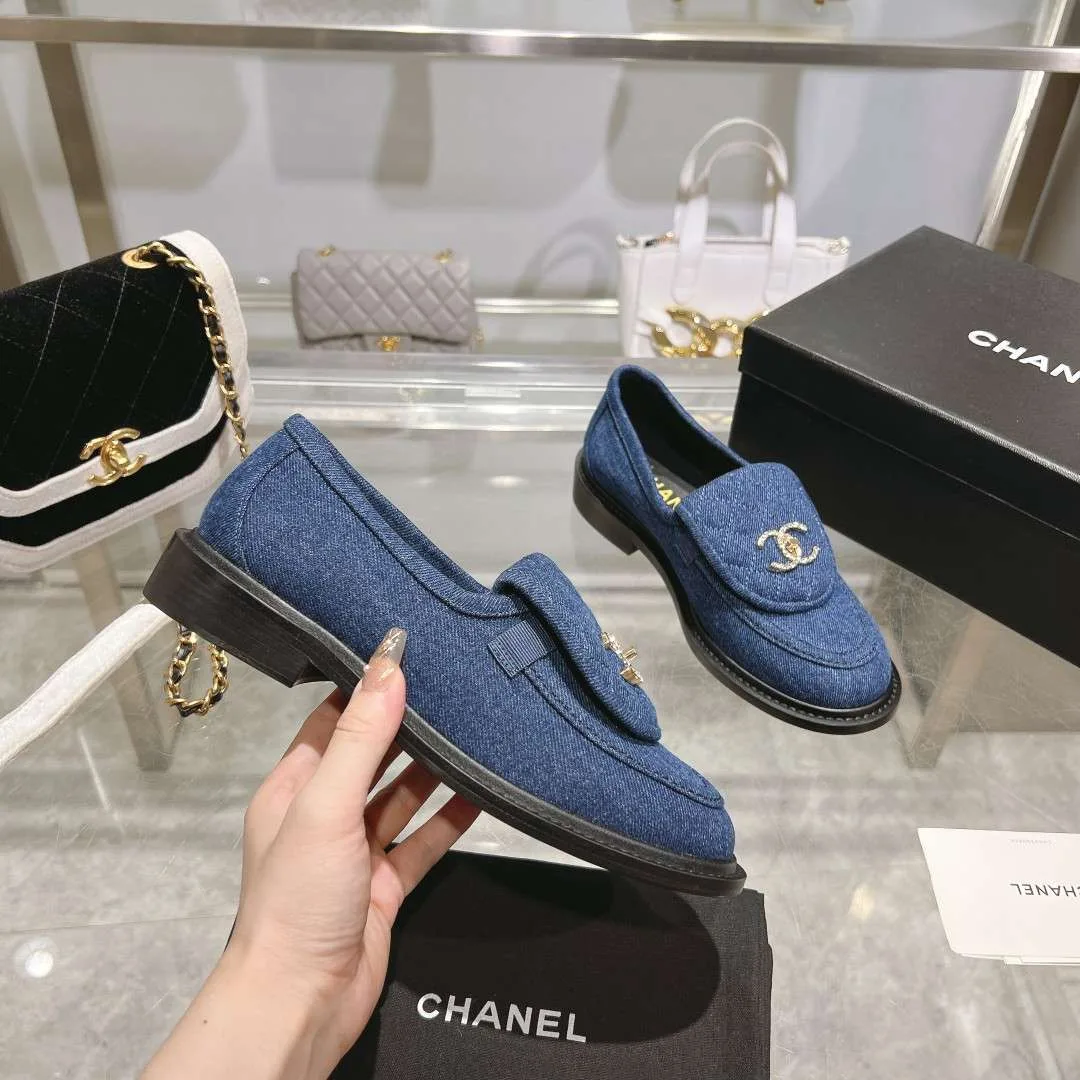 Chanel Moccasins Navy Blue - Image 8