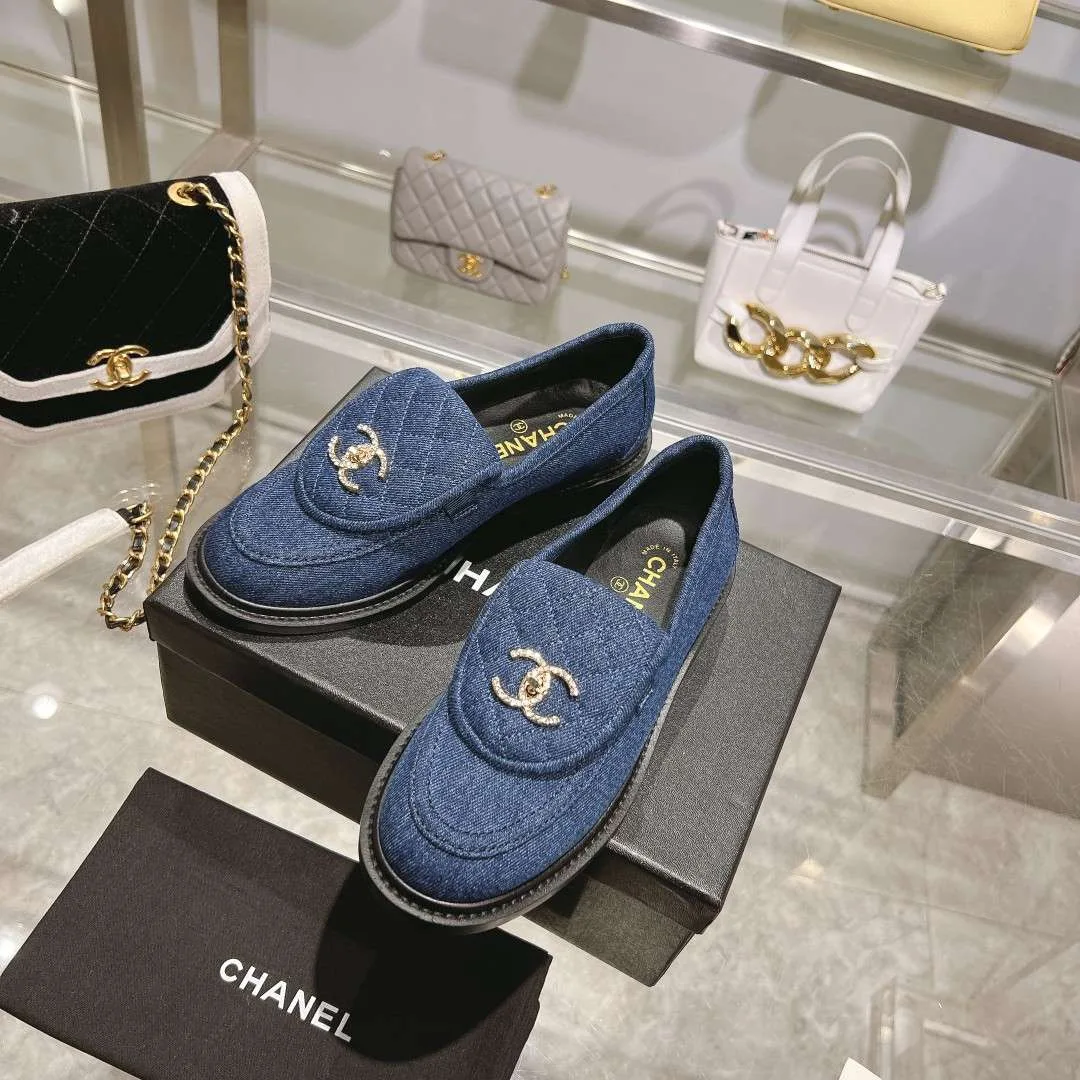 Chanel Moccasins Navy Blue - Image 9