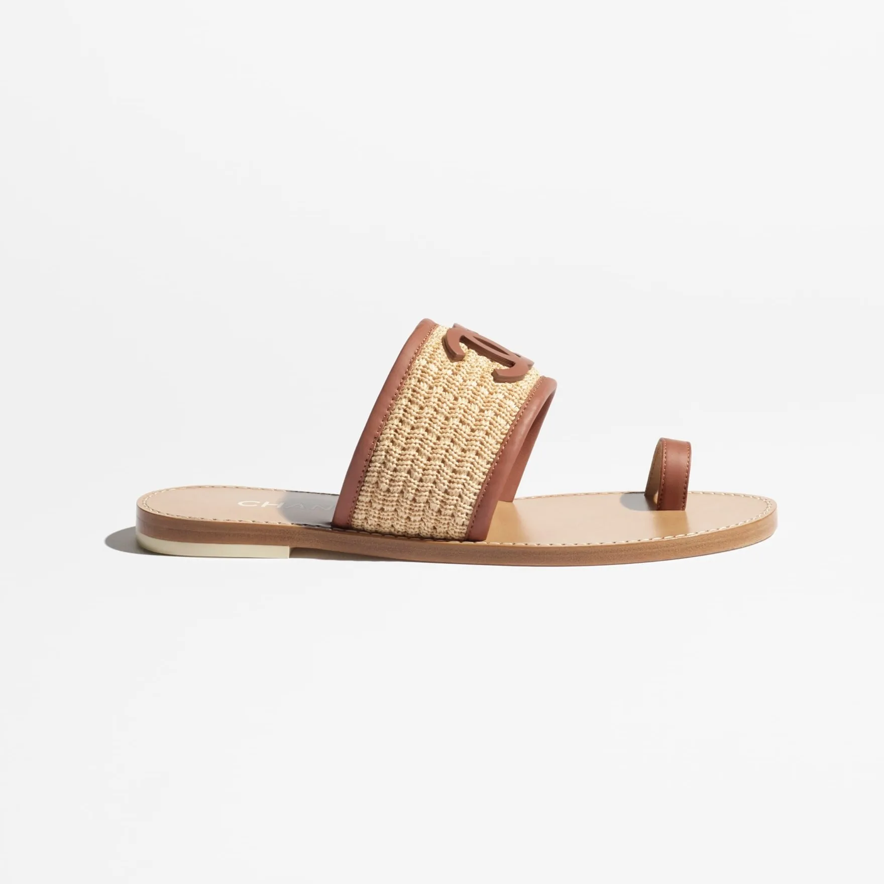 Chanel Mules Beige/ Brown Raffia --U7241 - Image 3