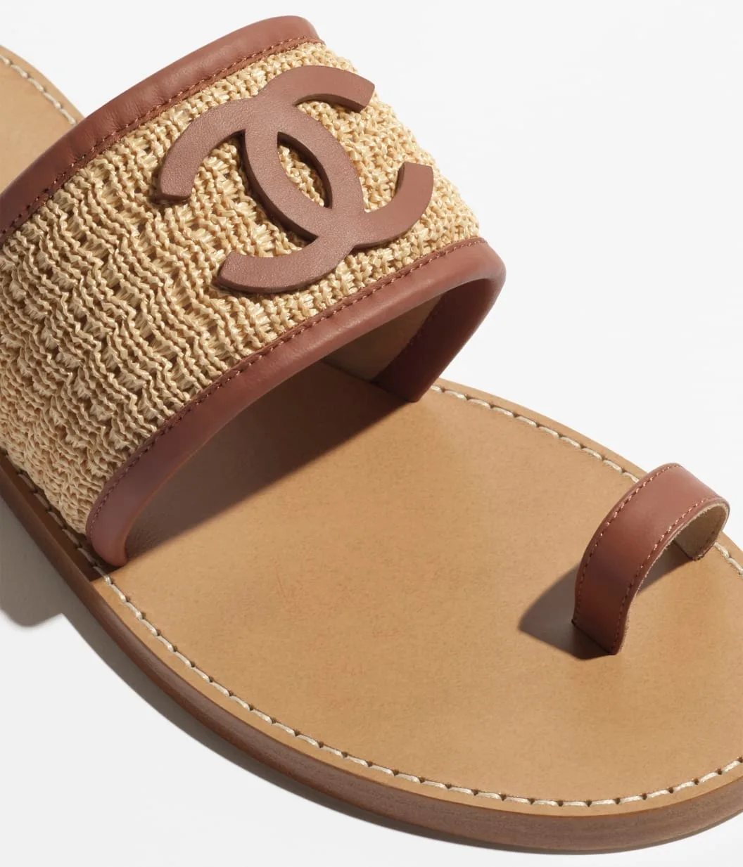 Chanel Mules Beige/ Brown Raffia --U7241 - Image 5