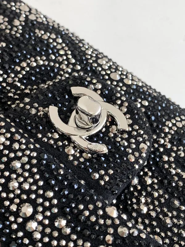 Chanel Paris Double Flap Bag Small Crossbody / Black Silver Hardware - Image 8
