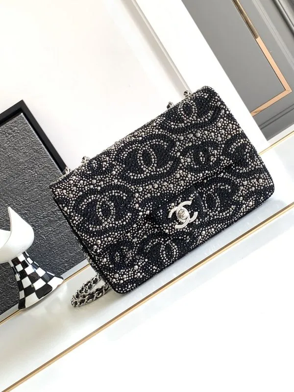 Alternative view of Chanel Paris Double Flap Bag Small Crossbody / Black Silver Hardware
