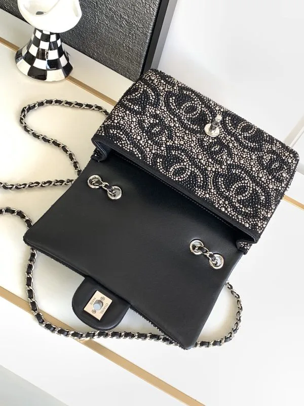 Chanel Paris Double Flap Bag Small Crossbody / Black Silver Hardware - Image 7