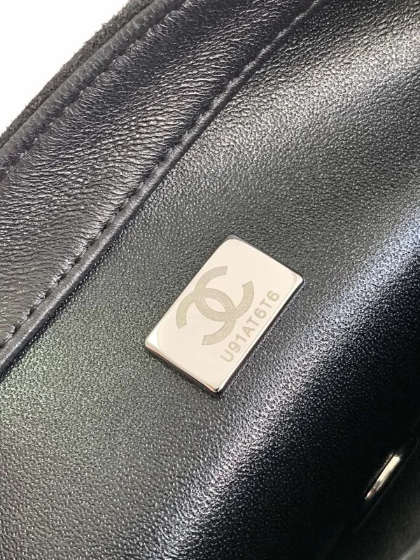 Chanel Paris Double Flap Bag Small Crossbody / Black Silver Hardware - Image 9