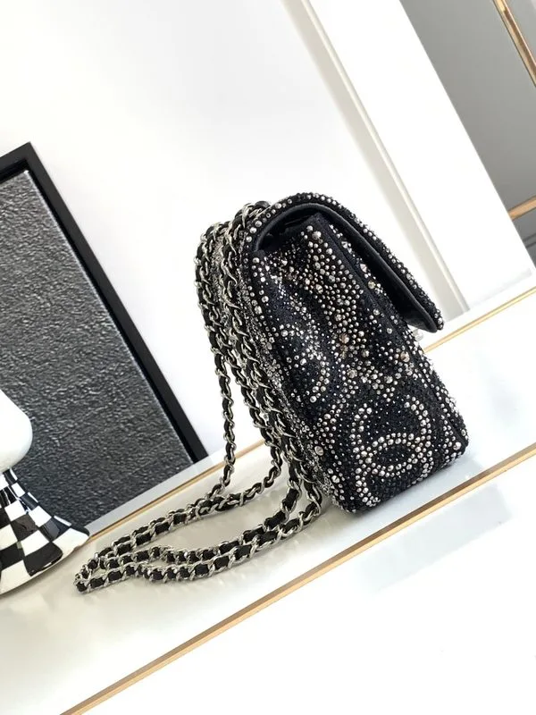 Chanel Paris Double Flap Bag Small Crossbody / Black Silver Hardware - Image 6
