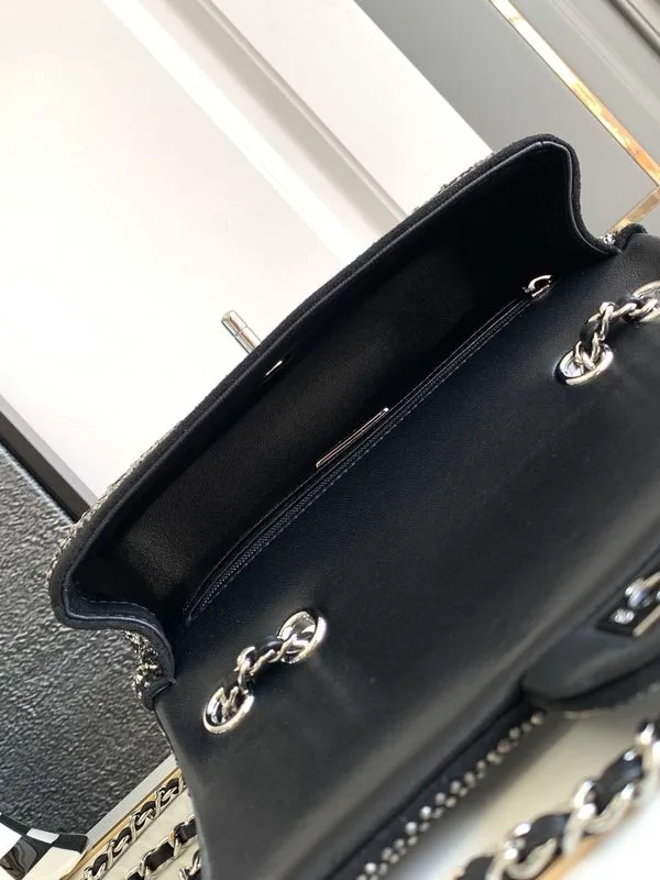 Chanel Paris Double Flap Bag Small Crossbody / Black Silver Hardware - Image 5