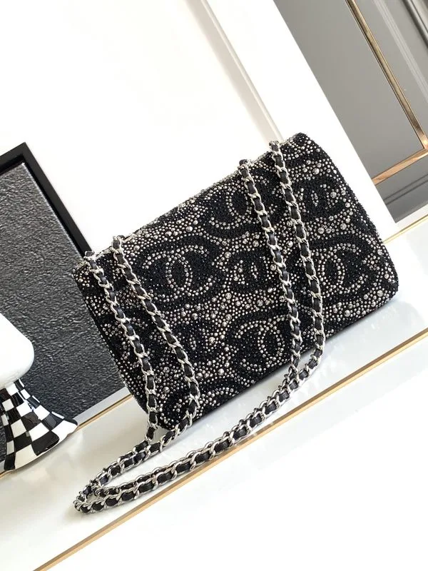 Chanel Paris Double Flap Bag Small Crossbody / Black Silver Hardware - Image 4