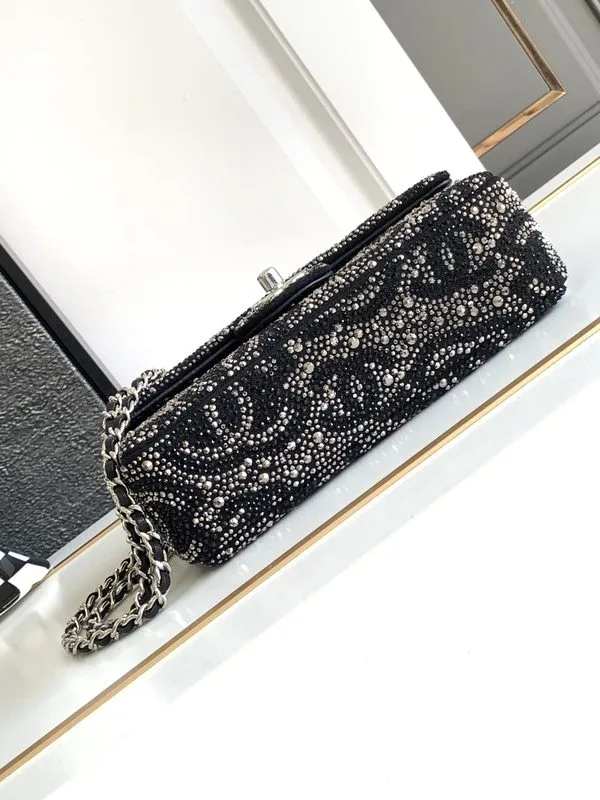Chanel Paris Double Flap Bag Small Crossbody / Black Silver Hardware - Image 3