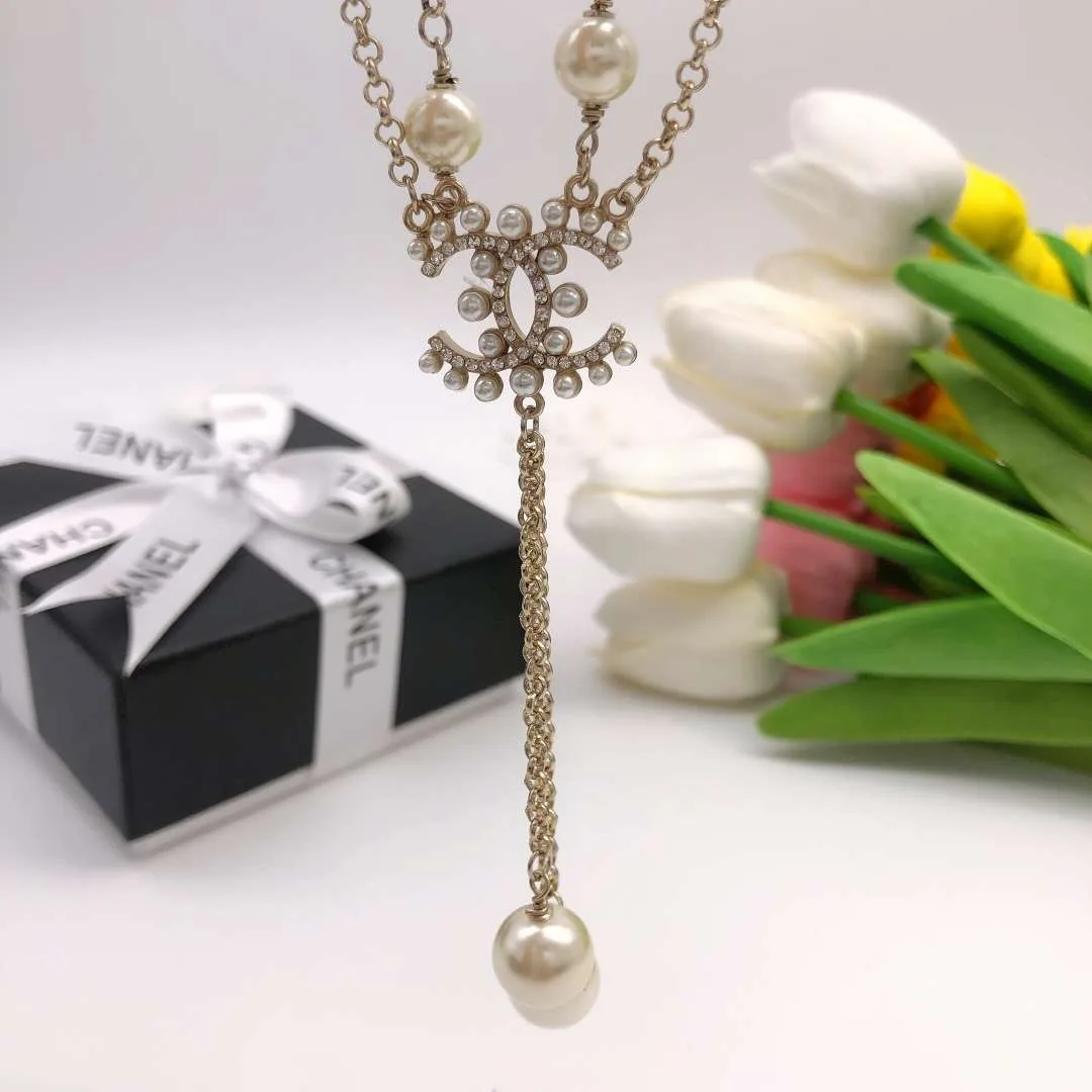 Alternative view of Chanel Pearl Double C Rice Beads Large And Small Necklace Gold