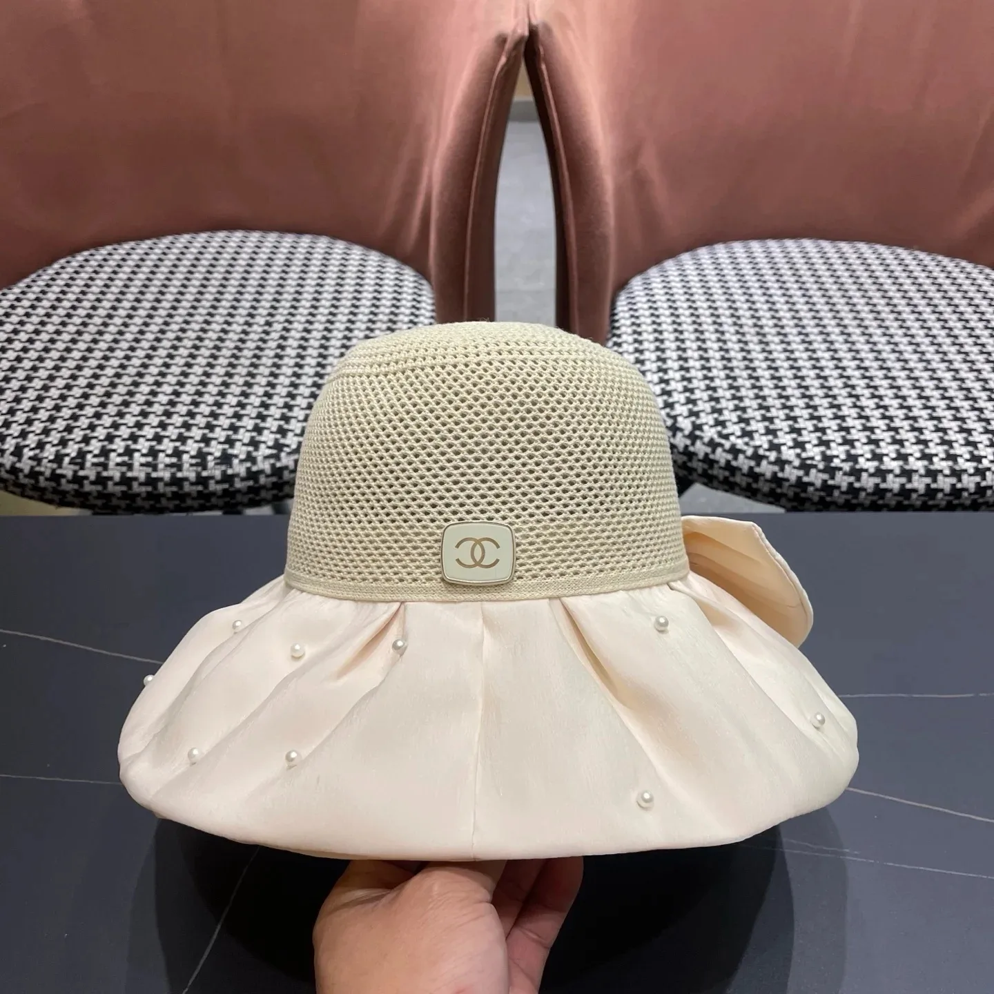 Chanel Pearl-Embellished Sun Hat Ivory - Image 7