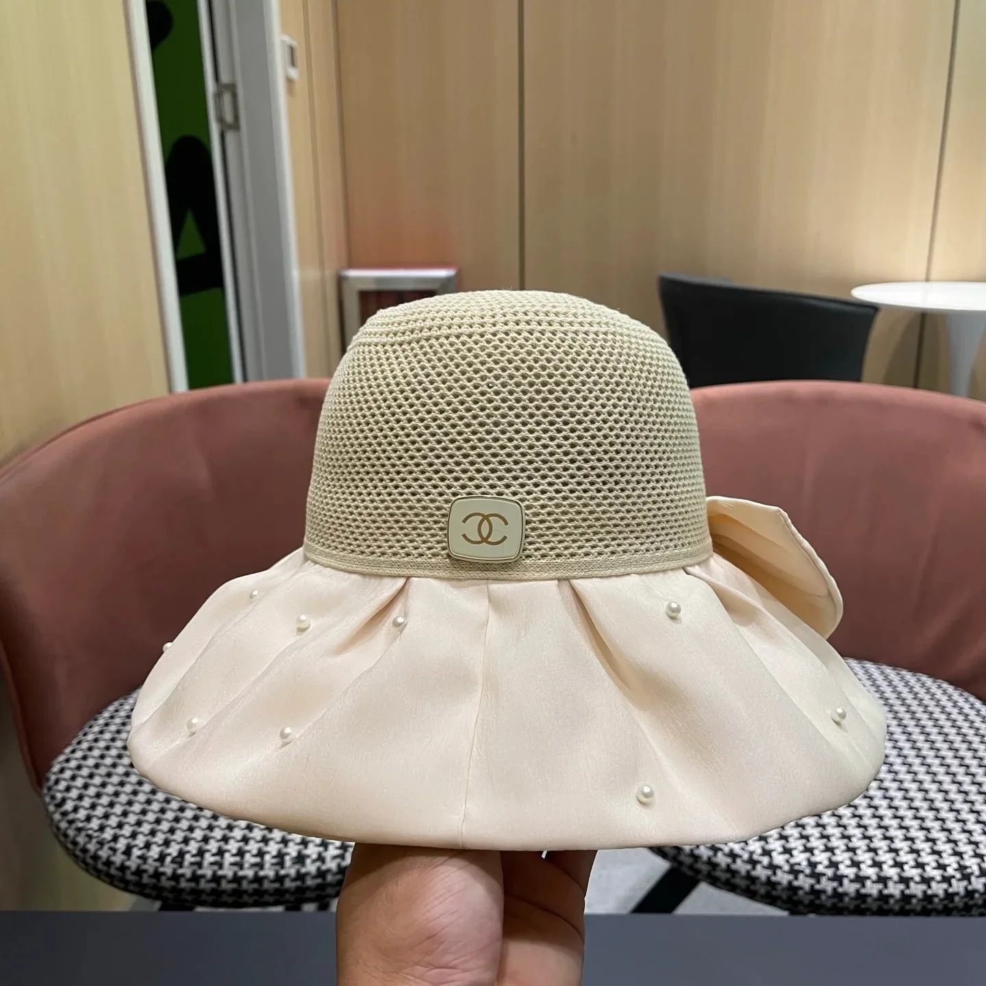 Chanel Pearl-Embellished Sun Hat Ivory - Image 8