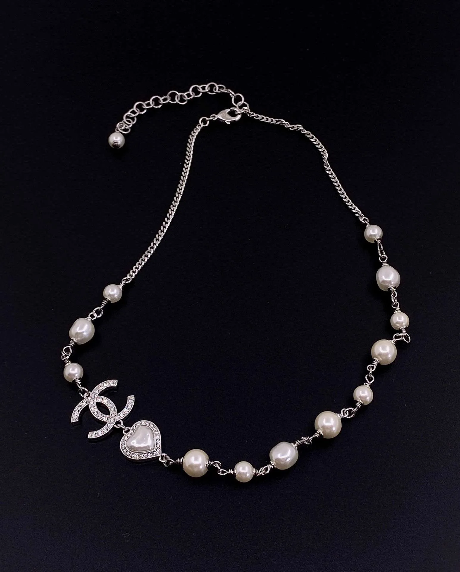 Alternative view of Chanel Pearl Love Necklace White