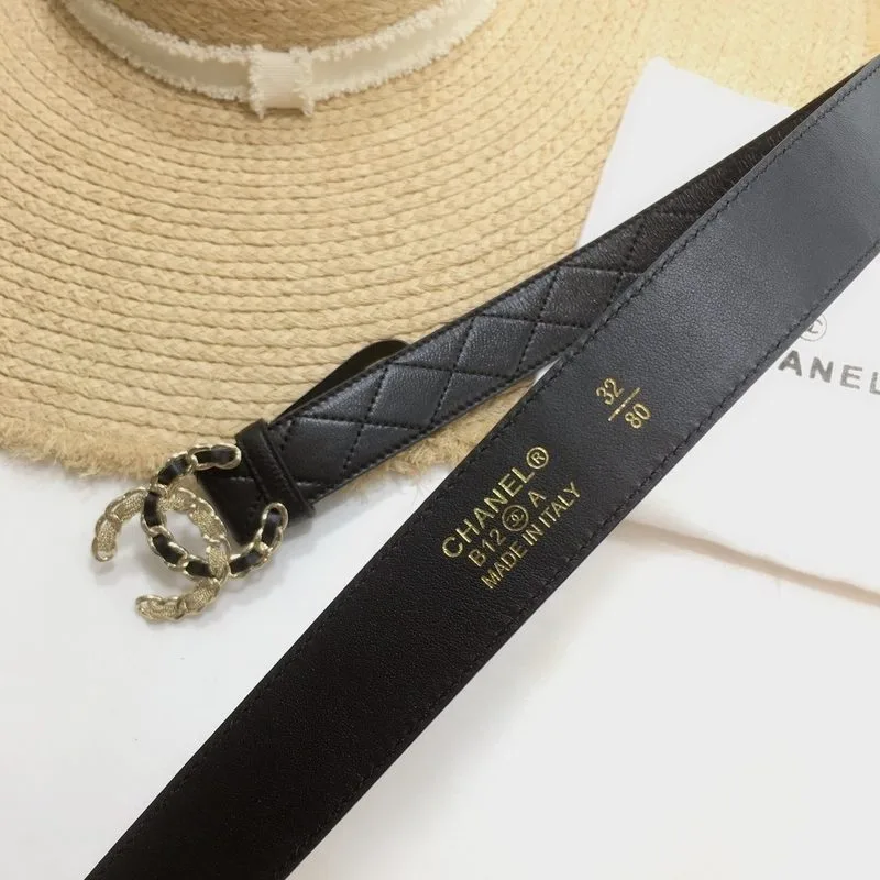 Alternative view of Chanel Quilted Belt With Double C Buckle Black with Gold mix Black Hardware Women