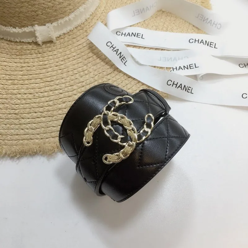 Chanel Quilted Belt With Double C Buckle Black with Gold mix Black Hardware Women - Image 4