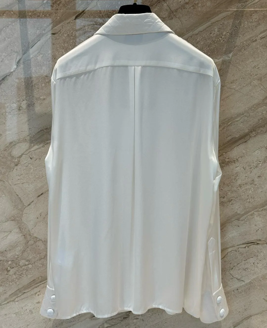 Chanel Quilted Button-Down Blouse Pearl White - Image 5