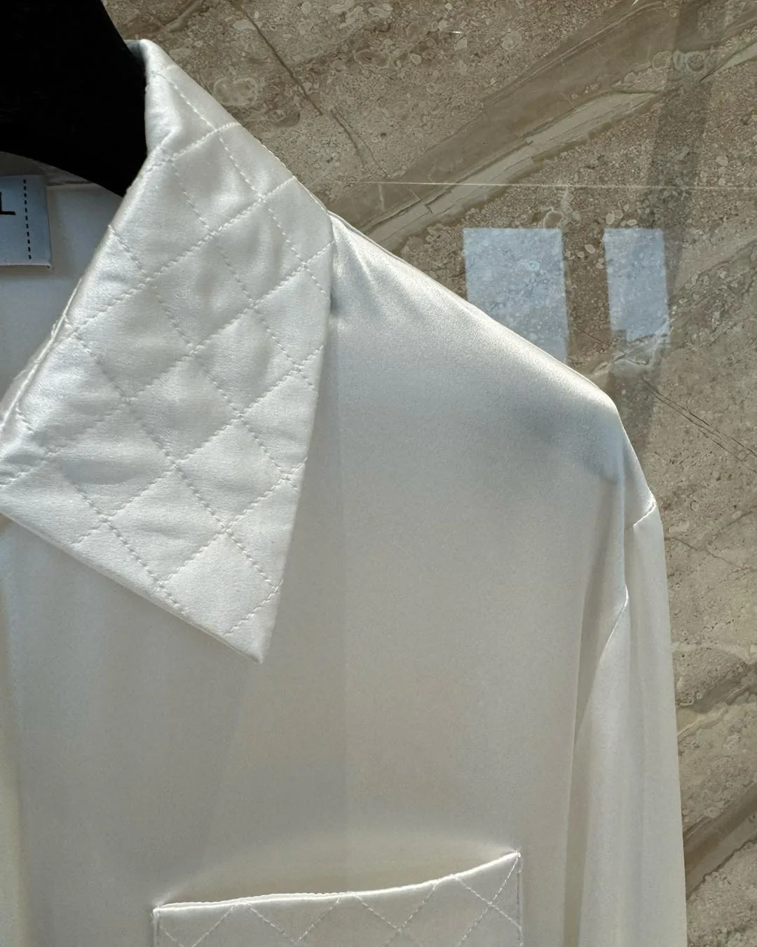 Chanel Quilted Button-Down Blouse Pearl White - Image 7