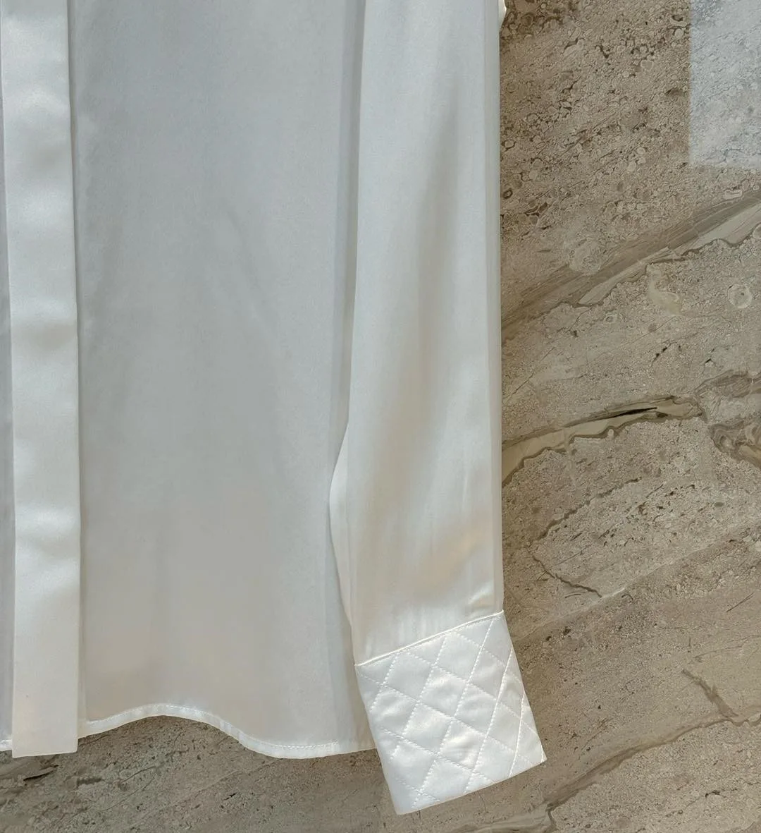 Chanel Quilted Button-Down Blouse Pearl White - Image 9