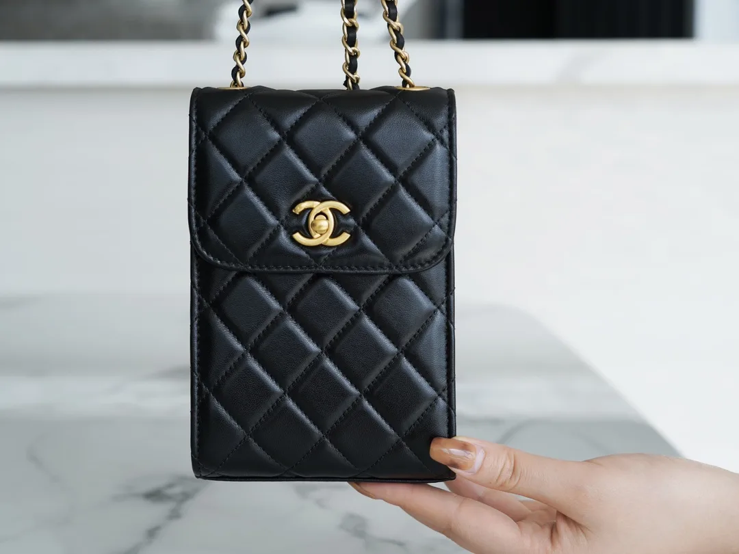 Alternative view of Chanel Quilted Phone Holder Bag Black /