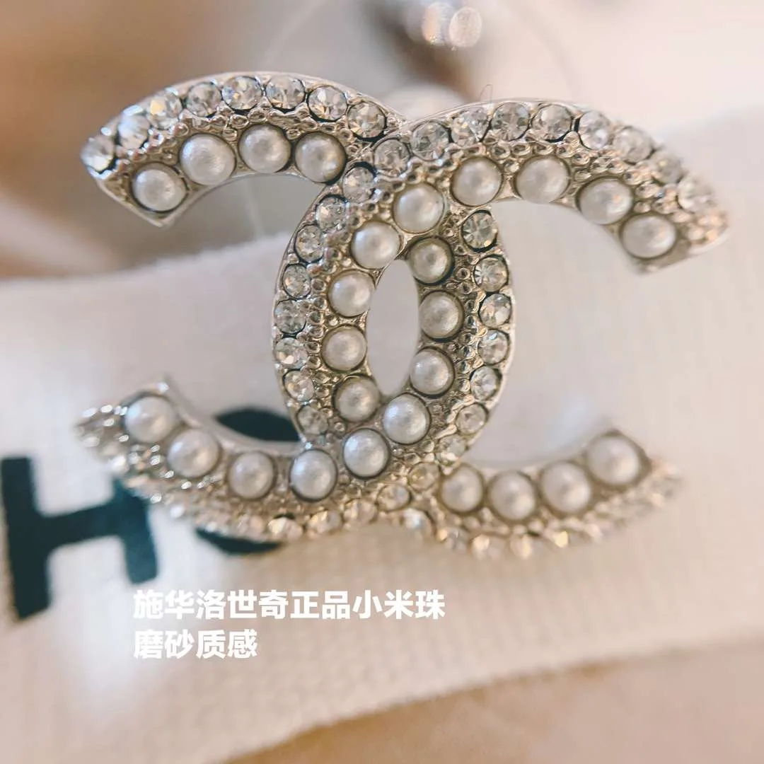 Chanel Rhinestone Double C Earrings Silver - Image 9