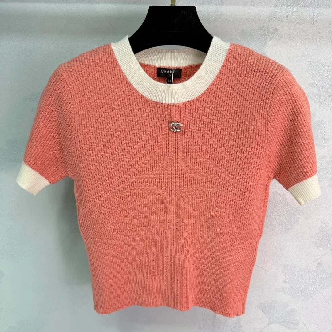 Alternative view of Chanel Ribbed Short Sleeve T-Shirt Coral