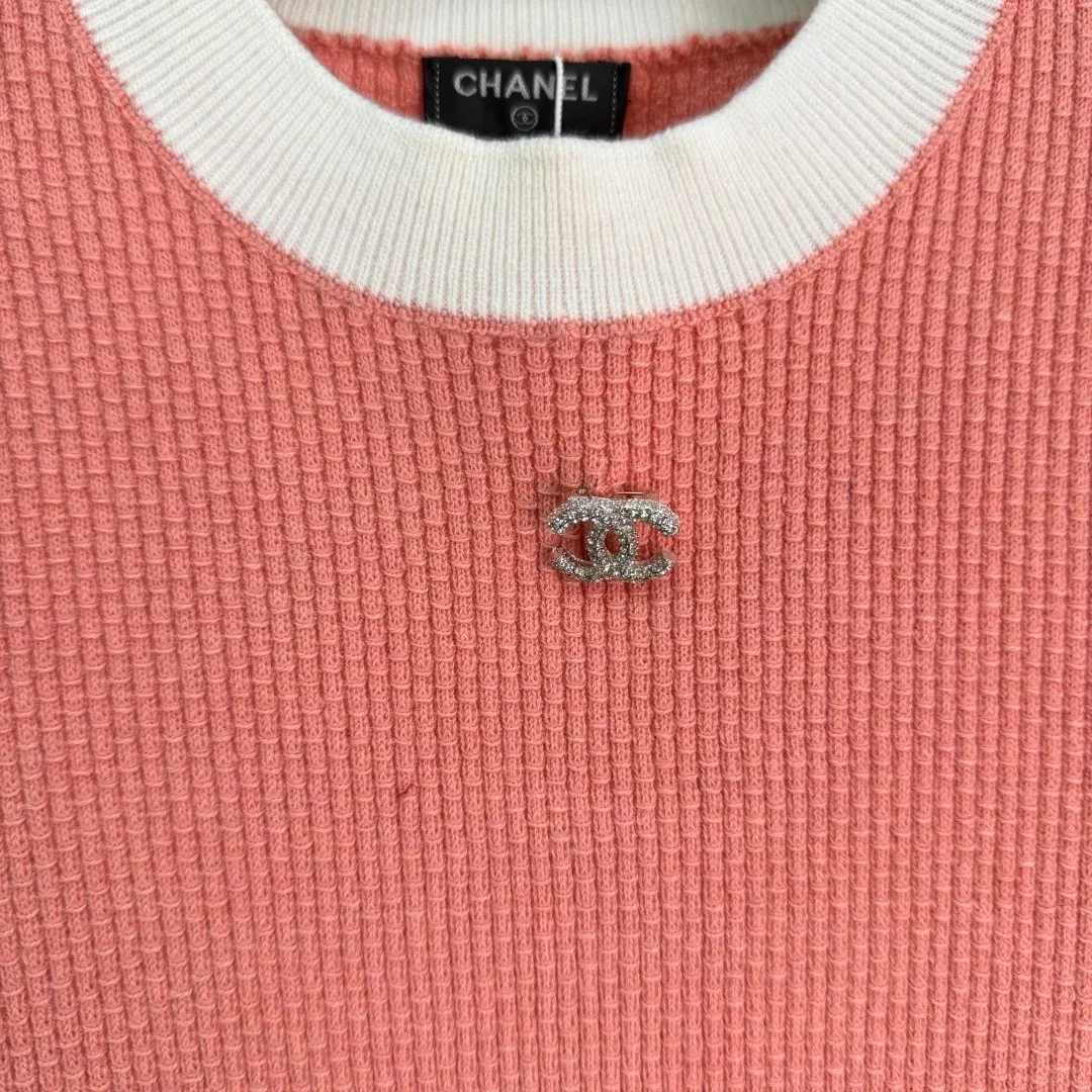 Chanel Ribbed Short Sleeve T-Shirt Coral - Image 4