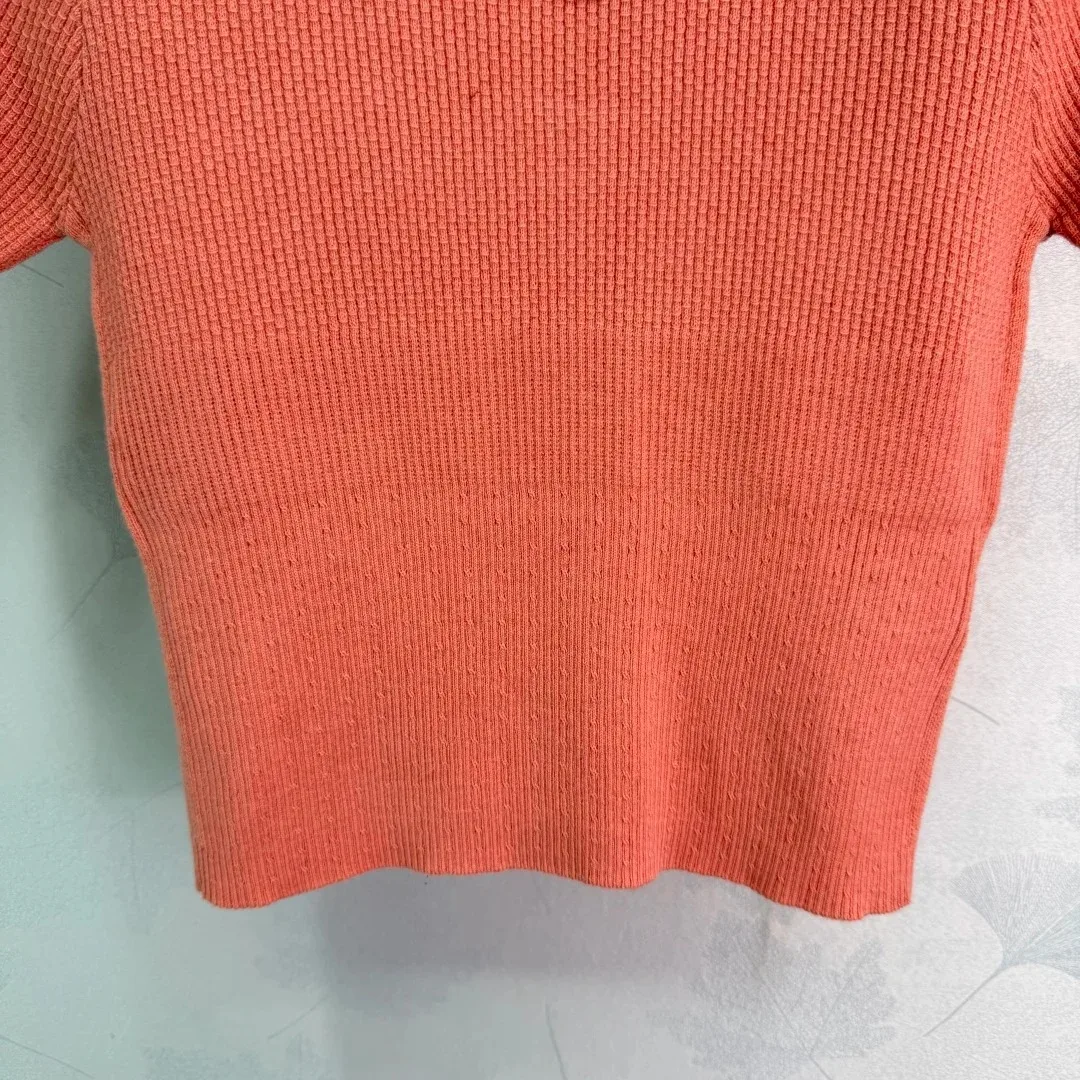 Chanel Ribbed Short Sleeve T-Shirt Coral - Image 5