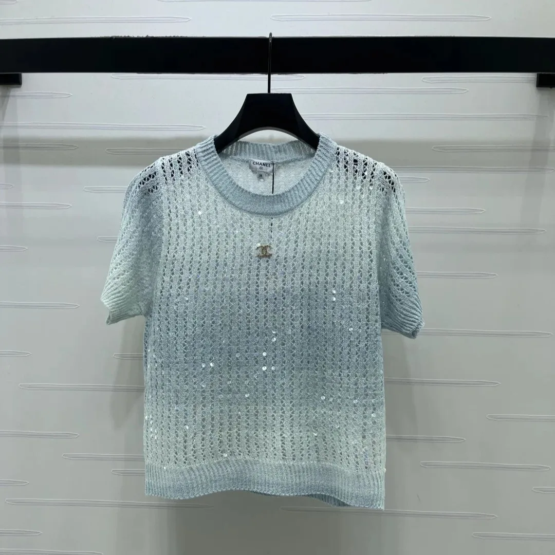 Alternative view of Chanel Sequin Embellished Top Ombre Blue