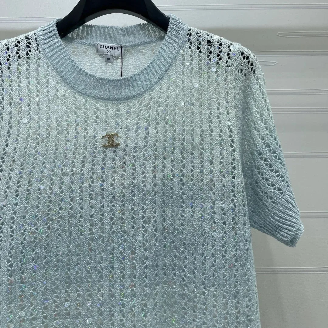 Chanel Sequin Embellished Top Ombre Blue - Image 3