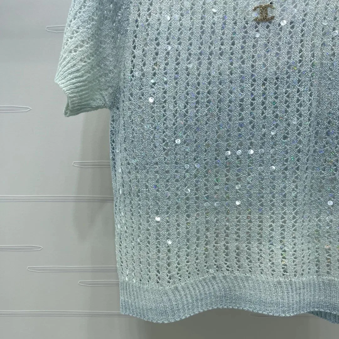 Chanel Sequin Embellished Top Ombre Blue - Image 5