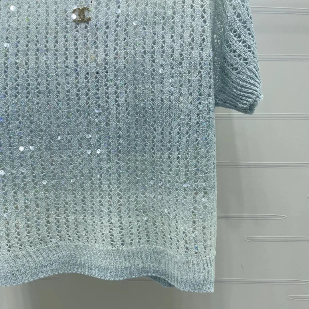 Chanel Sequin Embellished Top Ombre Blue - Image 6