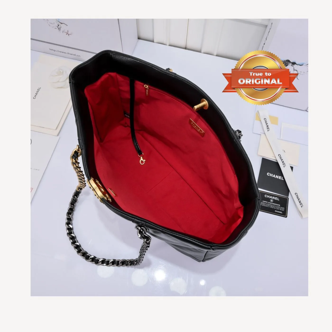 Chanel Shopping Tote Bag / Dark Red Gold Hardware - Image 8