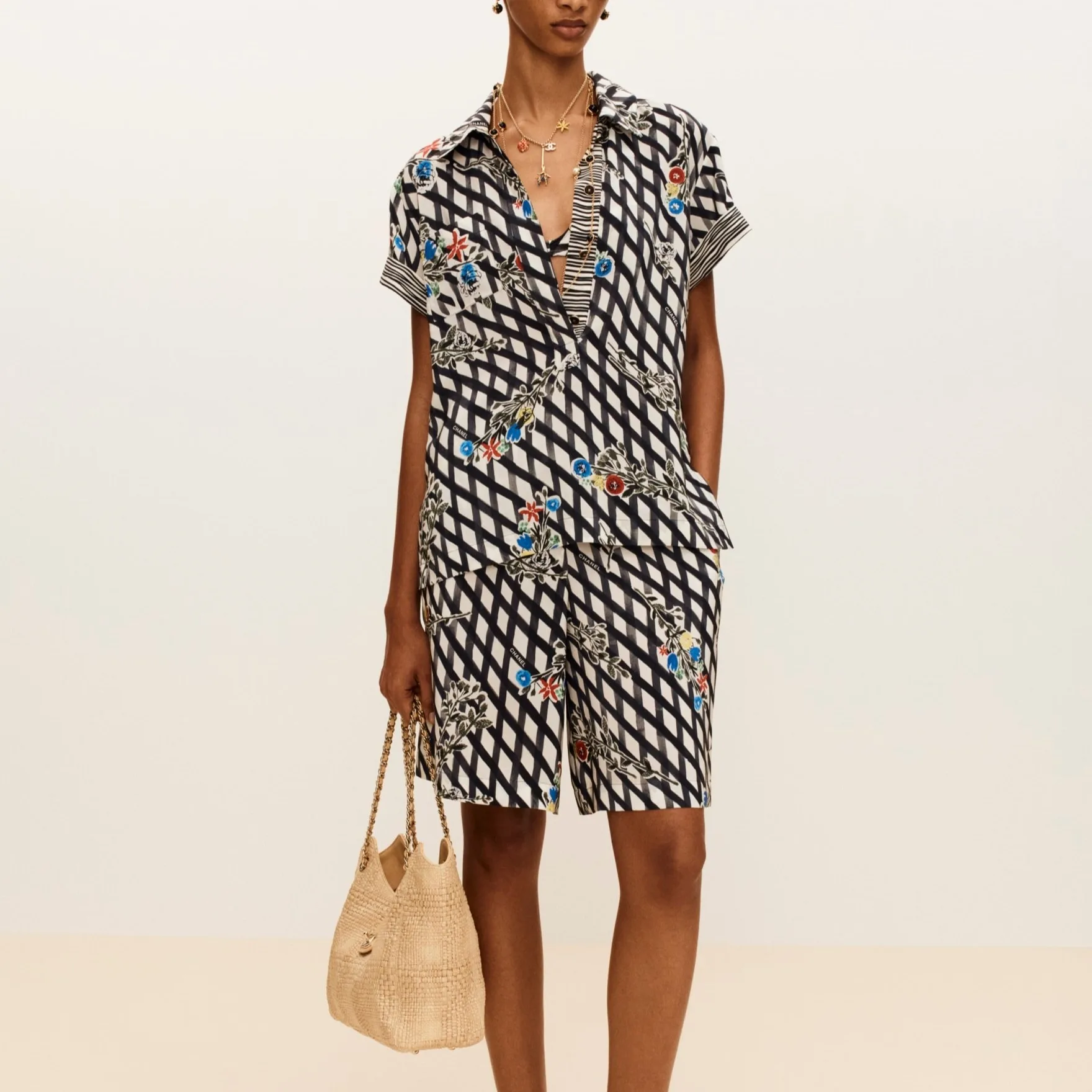 Alternative view of Chanel Shopping Tote Bag / Beige Raffia Gold Hardware