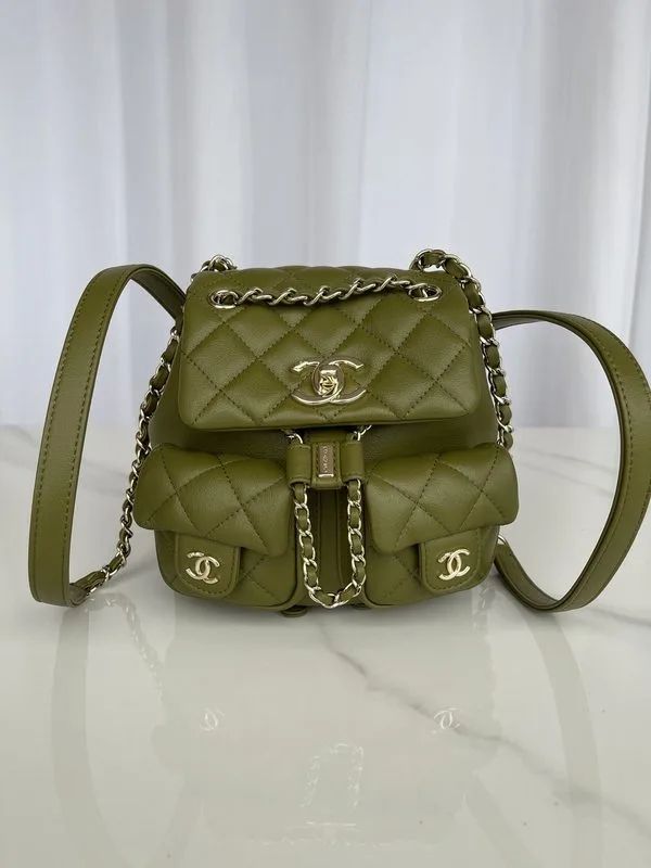 Alternative view of Chanel Small Backpack / Green Khaki Gold Hardware