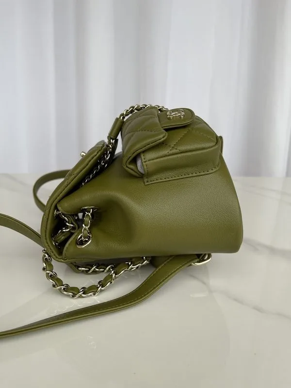 Chanel Small Backpack / Green Khaki Gold Hardware - Image 4